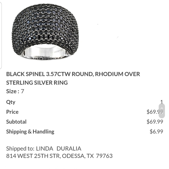 BLACK SPINEL RING, SZ 6.5 Cluster in 925 Sterling Silver, New Condition - Picture 5 of 5